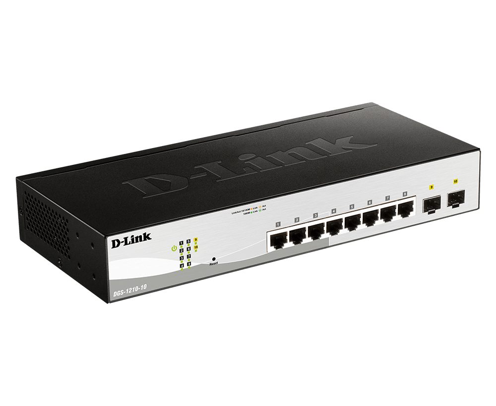 D-Link DGS-1210-10 10-Port L2 Gigabit Smart Managed Switch | 8 Gigabit Ethernet Ports, 2 Gigabit SFP Ports D-Link DGS-1210-10 10-Port L2 Gigabit Smart Managed Switch | 8 Gigabit Ethernet Ports, 2 Gigabit SFP Ports